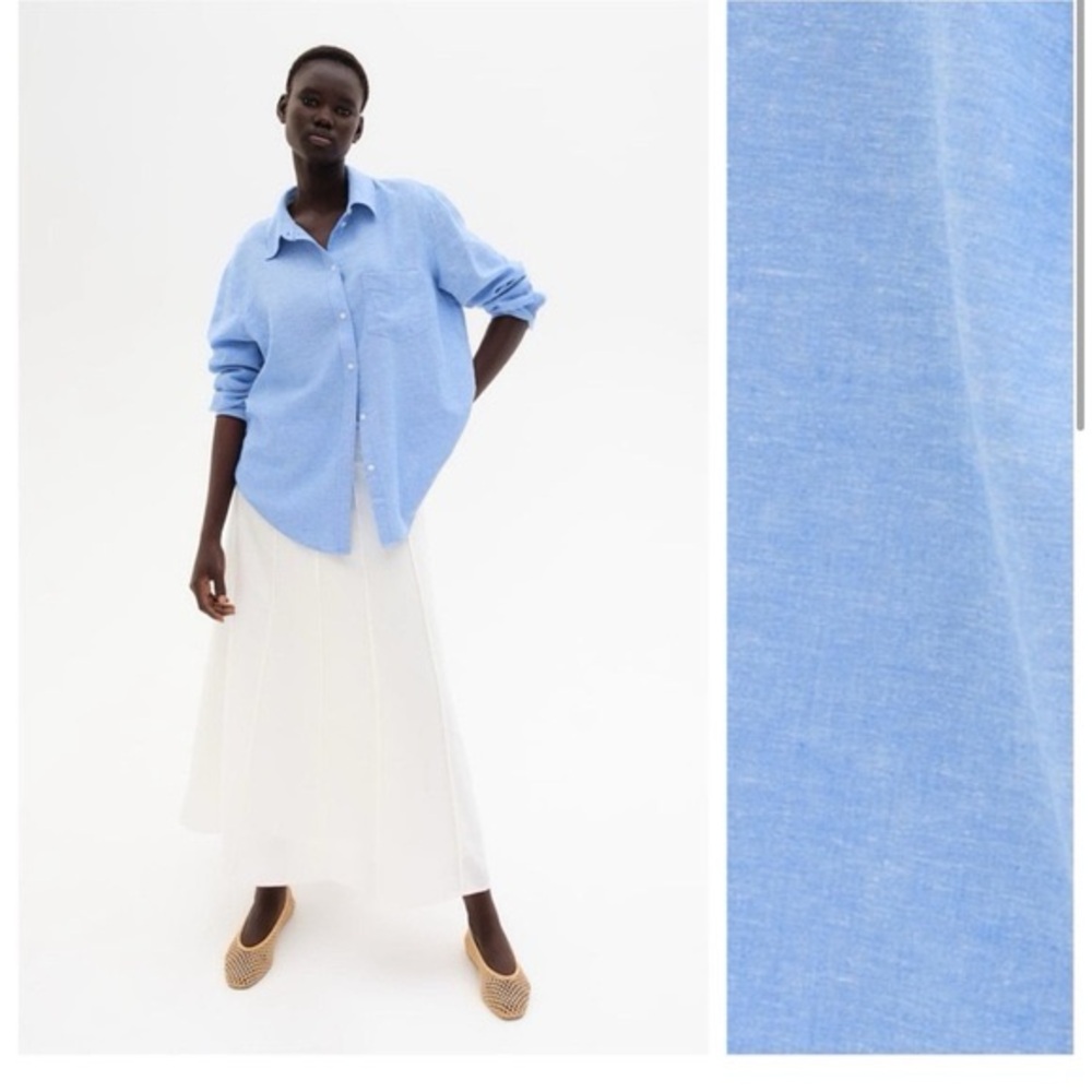 Zara Blue Linen Buttondown